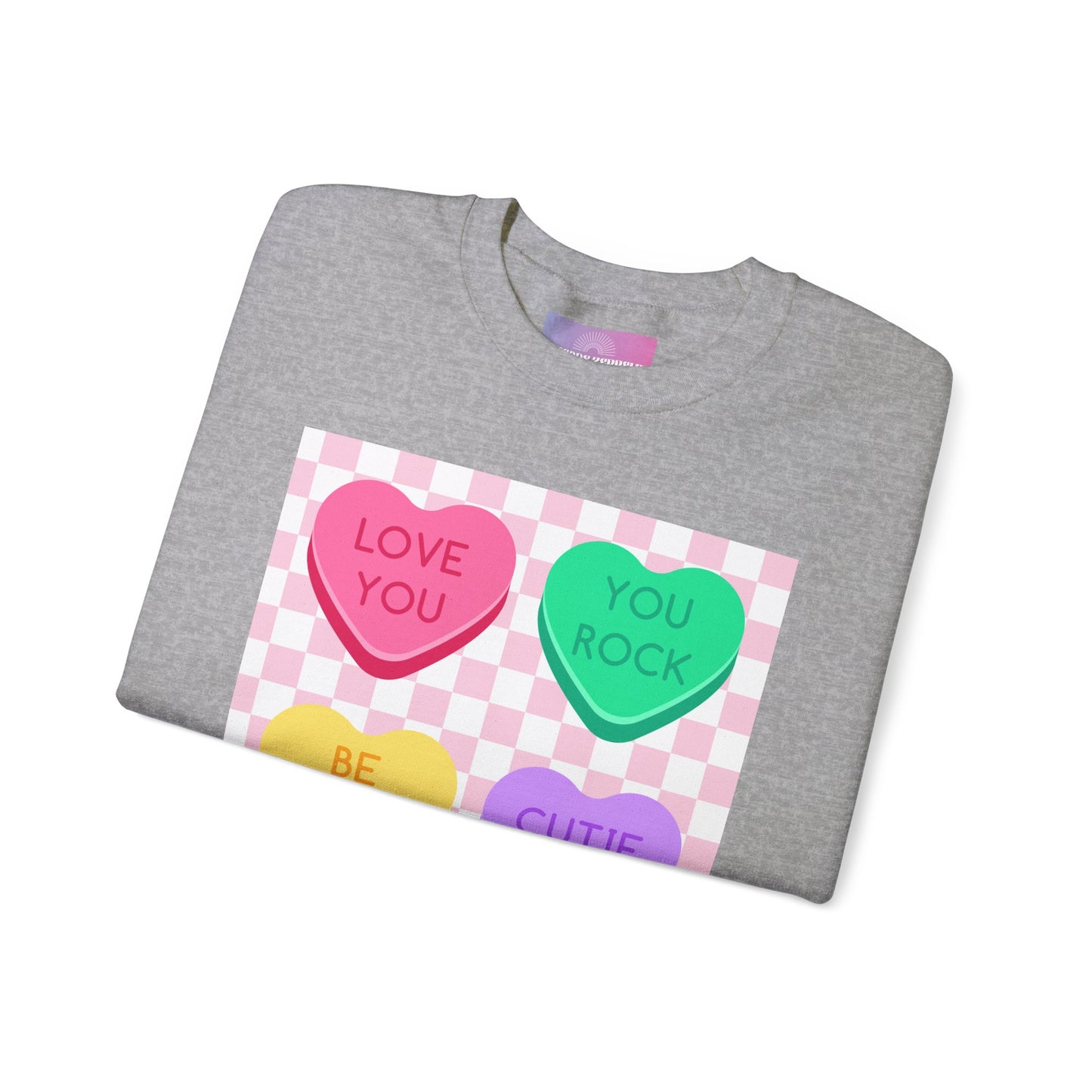 Love Checkerboard Heart Crewneck Sweatshirt, Valentines Day Candy Sweater, Cute Love Tee, Pullover, gift for her, Valetines Day Candy Gift