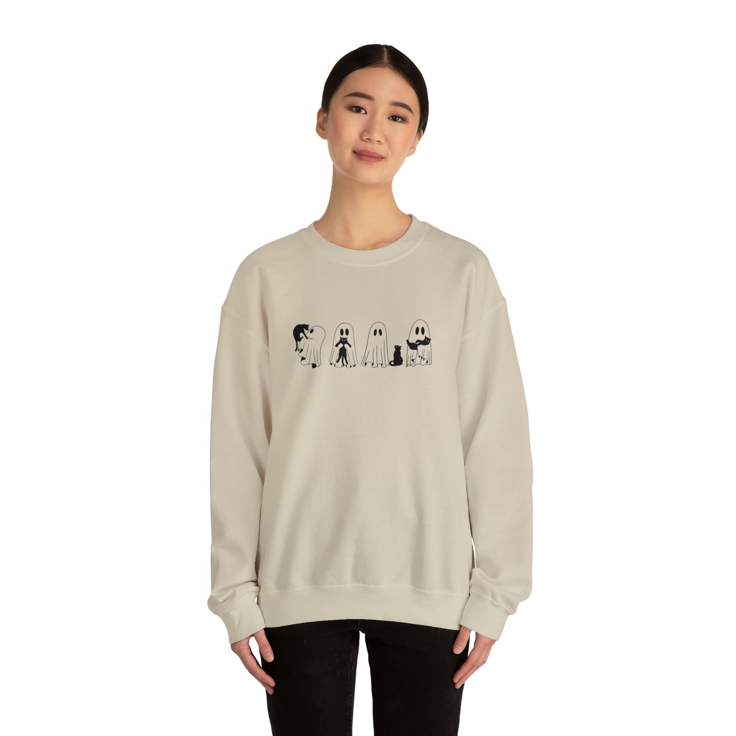 Ghost Holding Black Cat Sweatshirt, Halloween Shirt, Ghost Shirt, Spooky Season, Cute Fall Shirt for Women, Halloween Sweatshirt, Cat Shirt