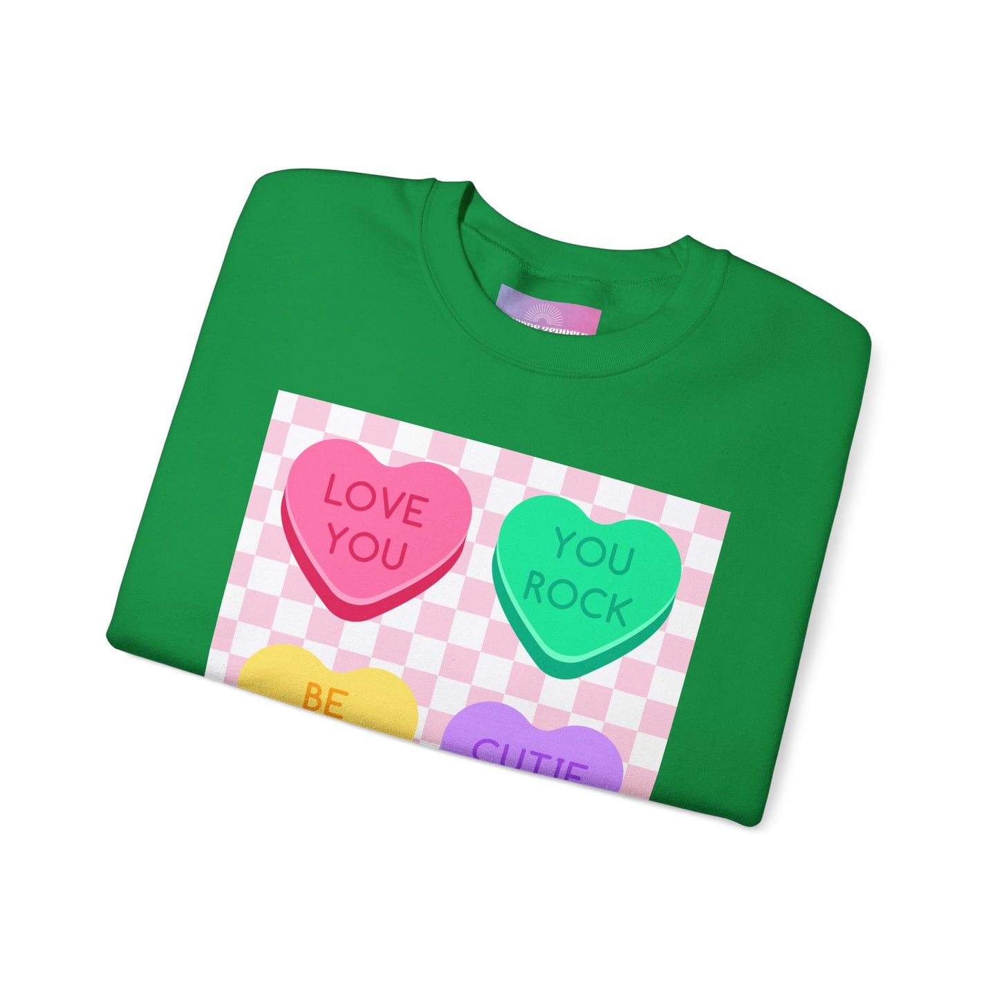 Love Checkerboard Heart Crewneck Sweatshirt, Valentines Day Candy Sweater, Cute Love Tee, Pullover, gift for her, Valetines Day Candy Gift