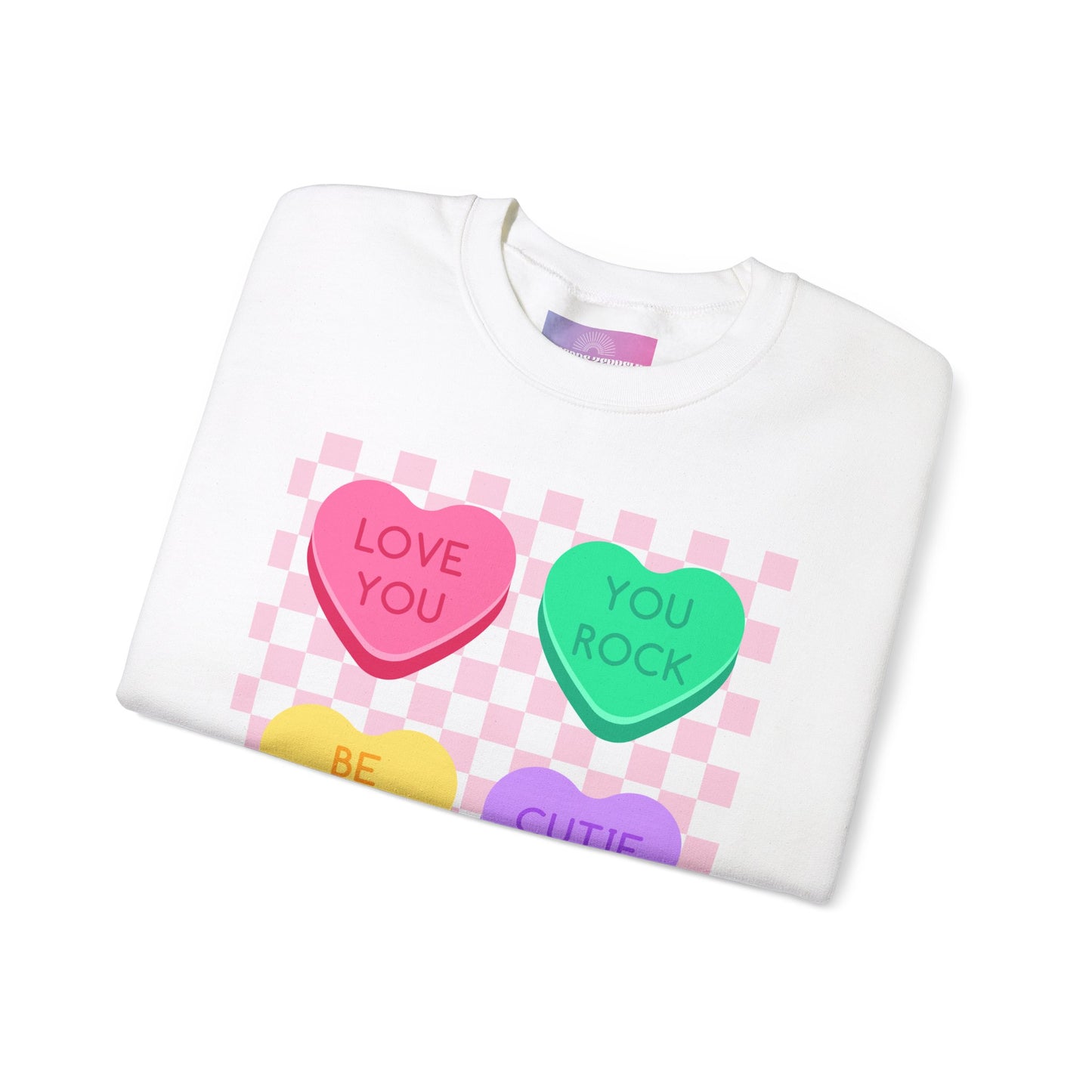 Love Checkerboard Heart Crewneck Sweatshirt, Valentines Day Candy Sweater, Cute Love Tee, Pullover, gift for her, Valetines Day Candy Gift