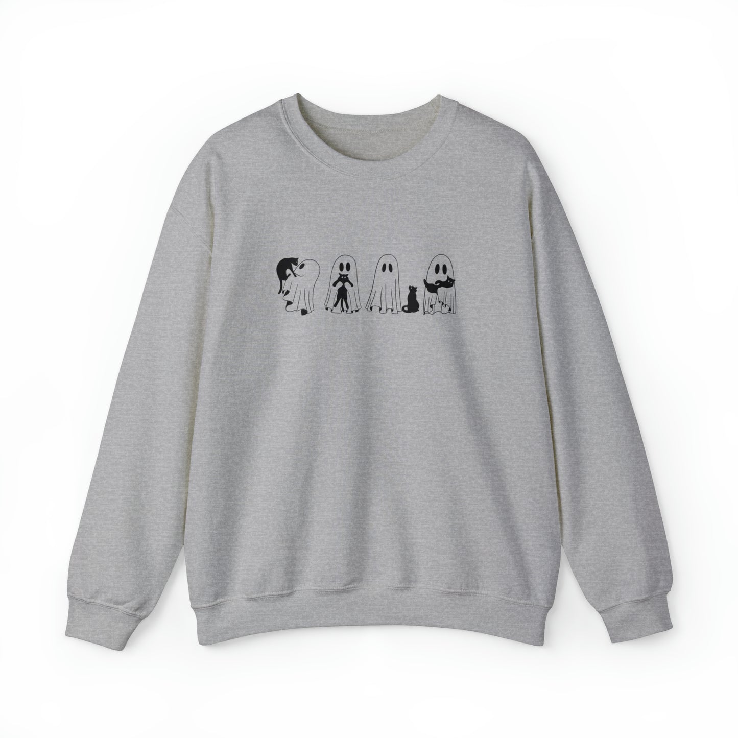 Ghost Holding Black Cat Sweatshirt, Halloween Shirt, Ghost Shirt, Spooky Season, Cute Fall Shirt for Women, Halloween Sweatshirt, Cat Shirt