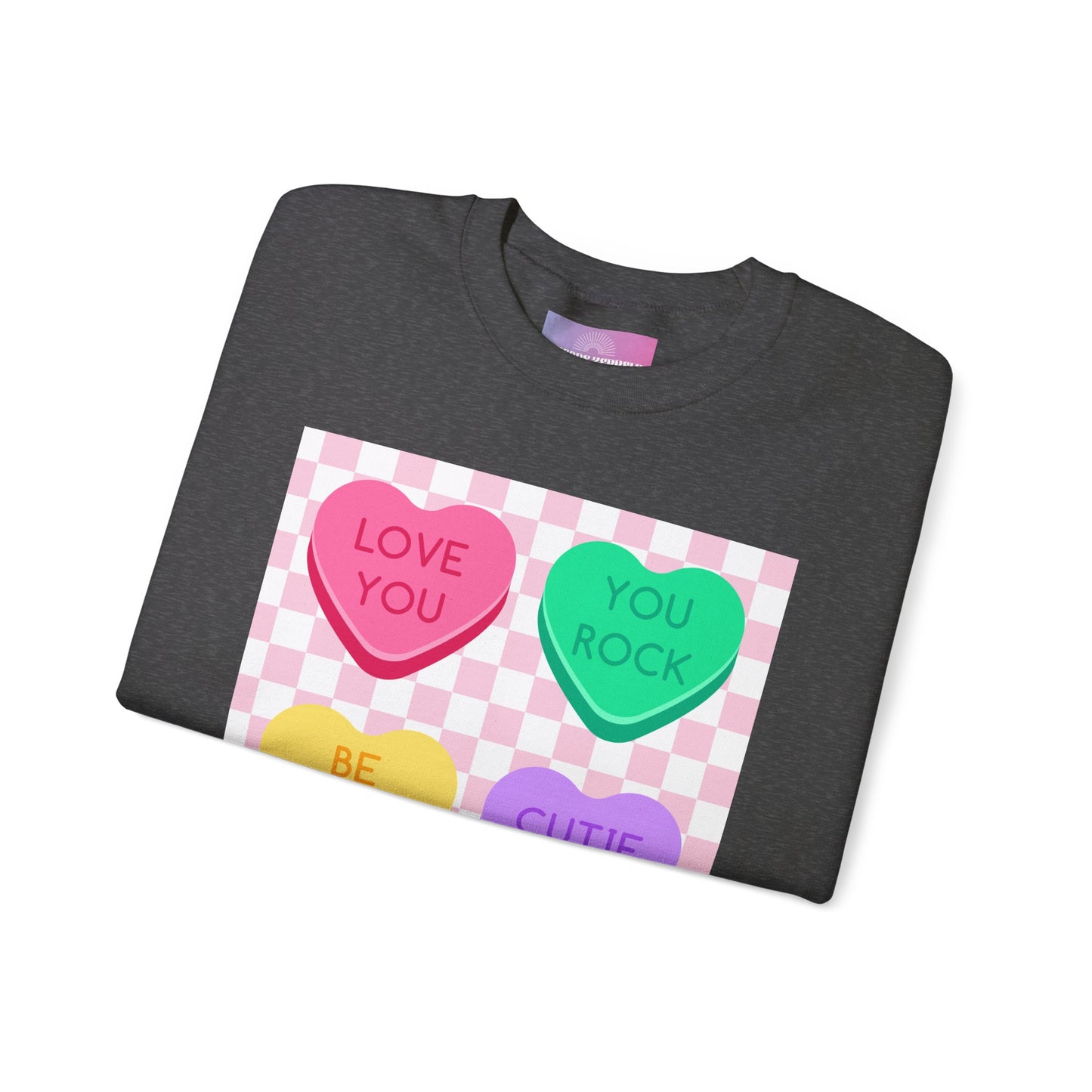 Love Checkerboard Heart Crewneck Sweatshirt, Valentines Day Candy Sweater, Cute Love Tee, Pullover, gift for her, Valetines Day Candy Gift