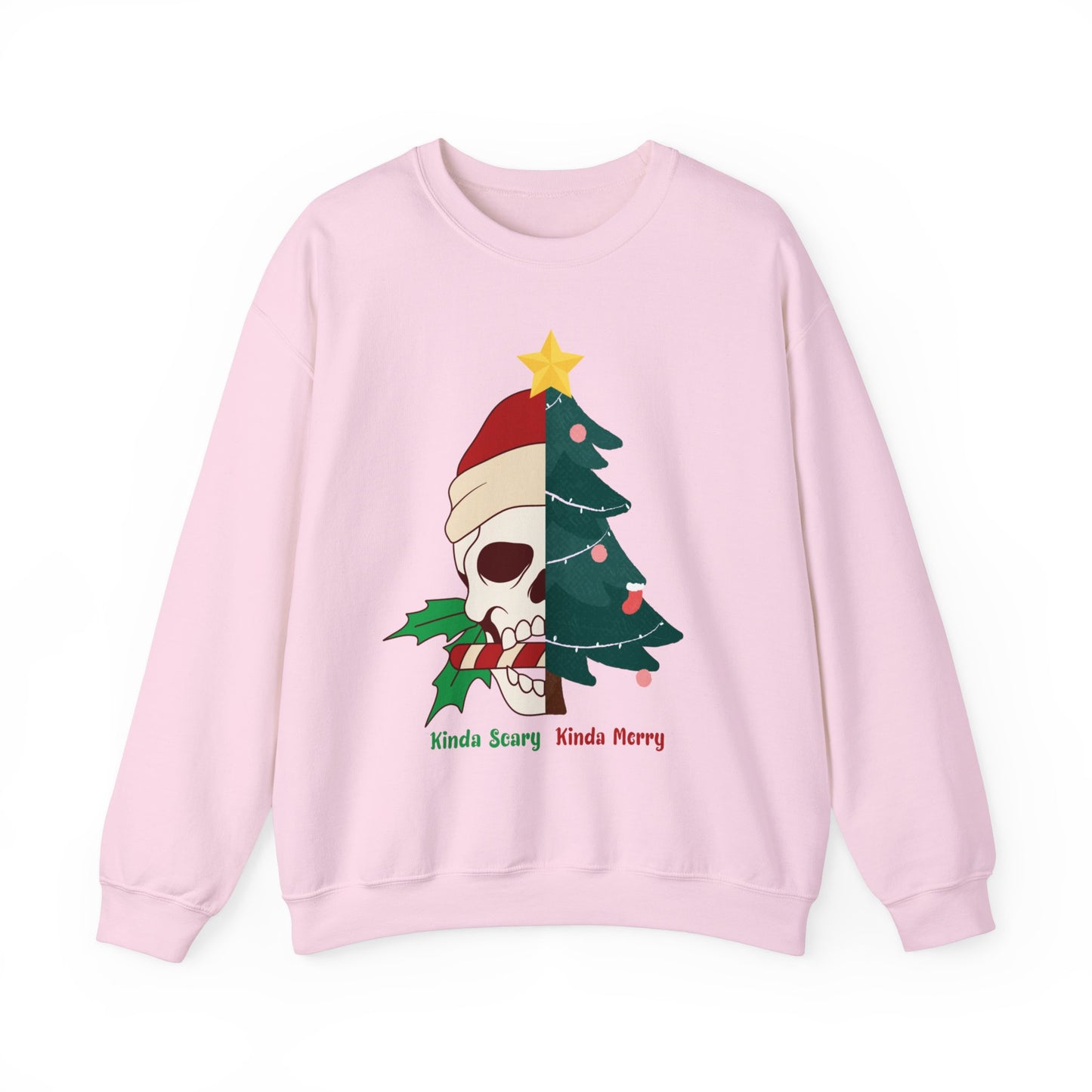 Kinda Scary Kinda Merry Crewneck, Funny Christmas Sweatshirt, Cute Spooky Season Sweater, Custom Christmas Skeleton Sweatshirt, Unisex