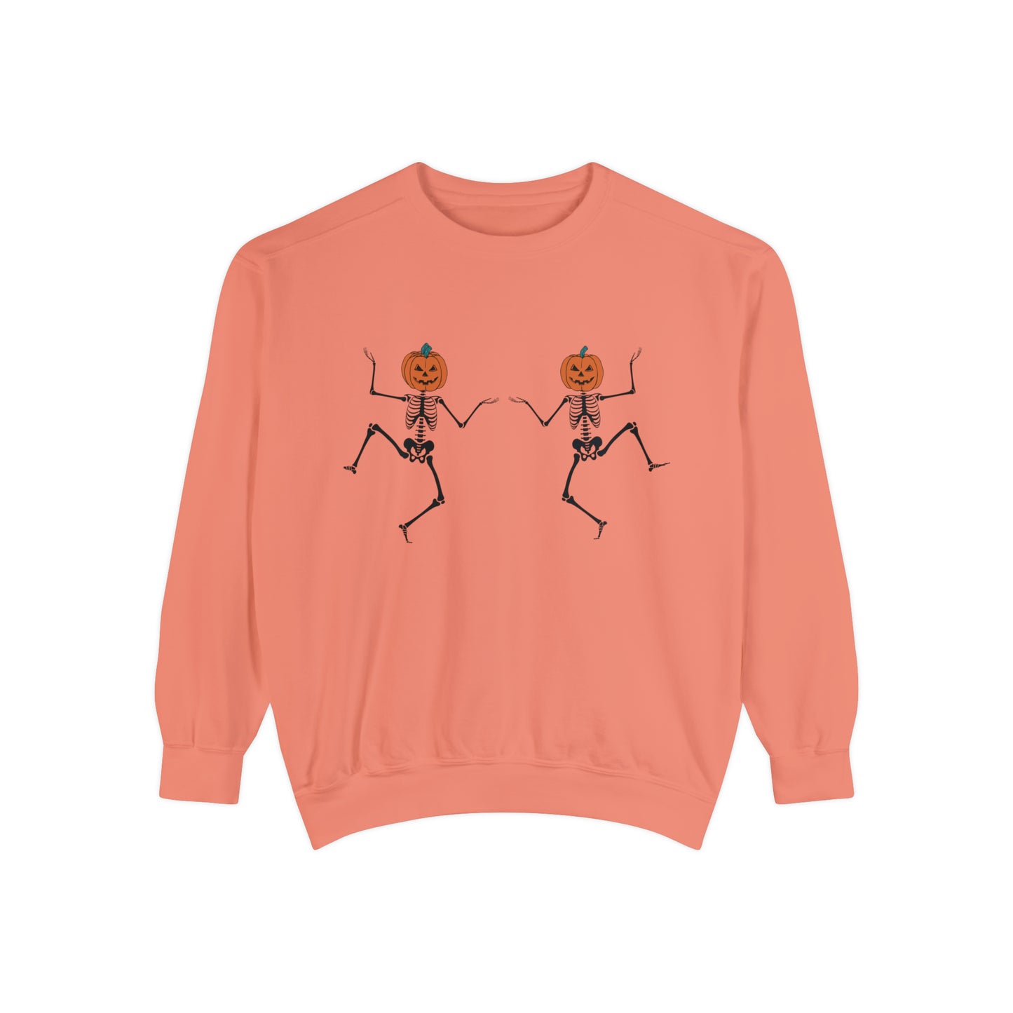 Pumpkin Skeletons Dancing, Comfort Colors, Crewneck, Unisex Garment-Dyed Sweatshirt