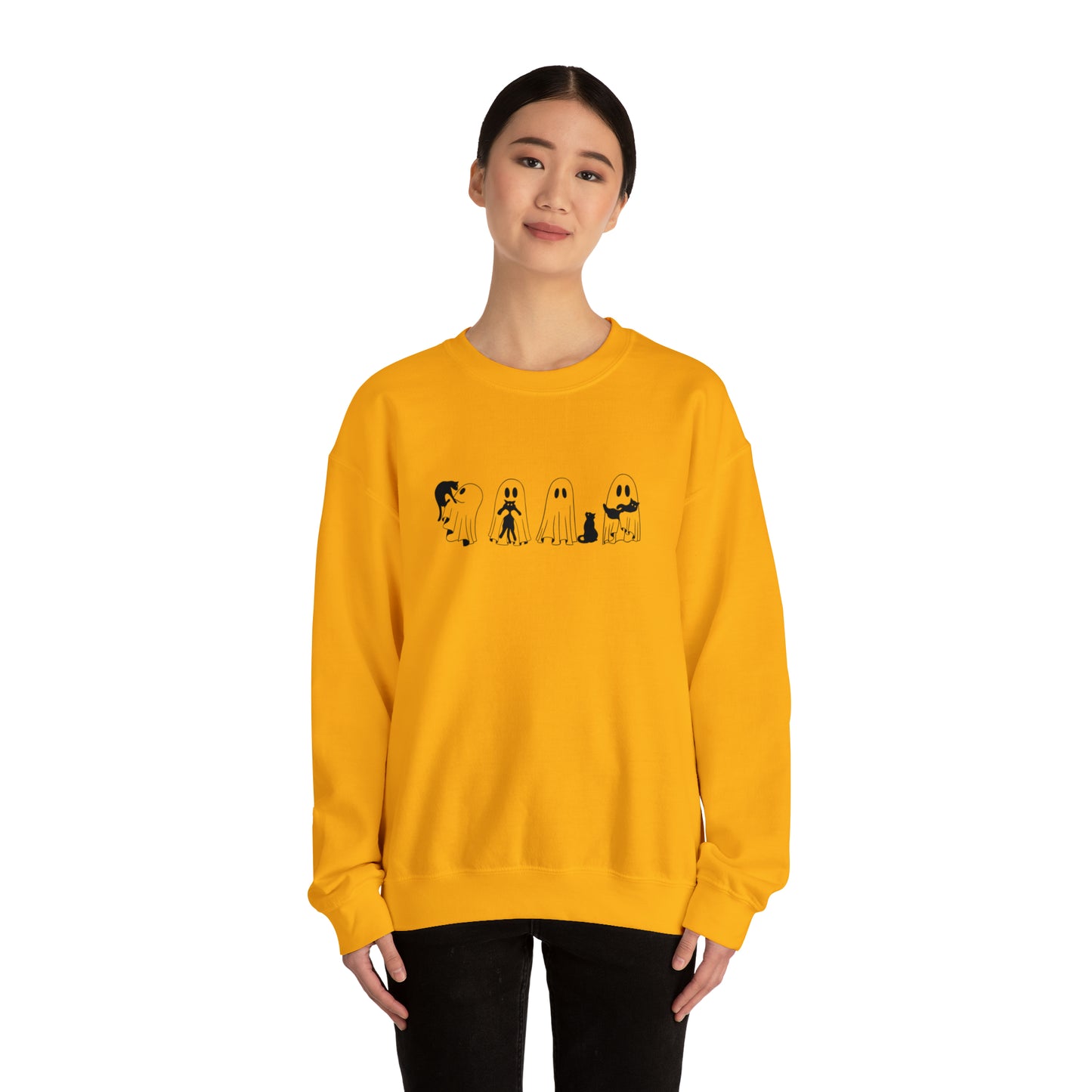 Ghost Holding Black Cat Sweatshirt, Halloween Shirt, Ghost Shirt, Spooky Season, Cute Fall Shirt for Women, Halloween Sweatshirt, Cat Shirt