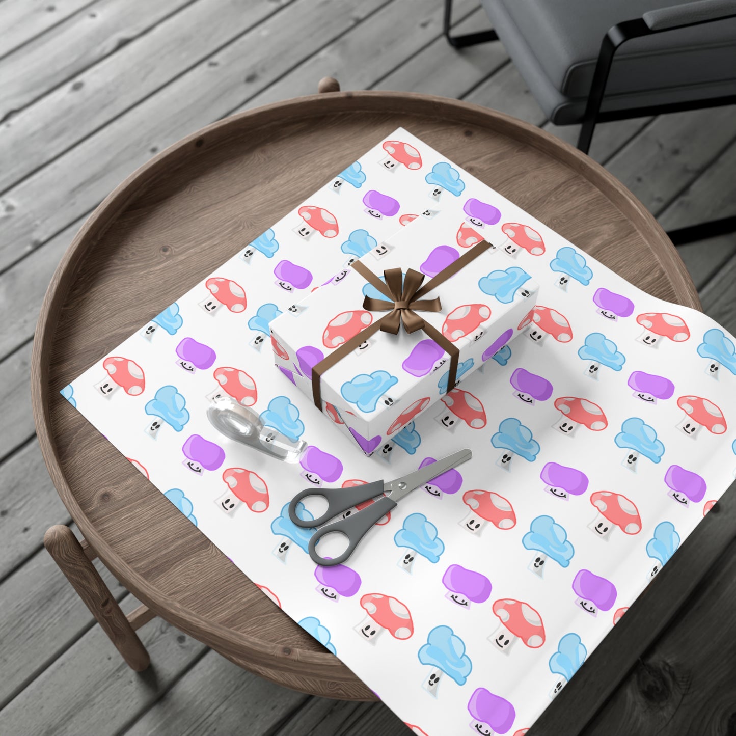 Mushroom Faces Wrapping Paper, Holiday Wrap, Watercolor Mushrooms, Gift Wrap Papers, 2 finishes