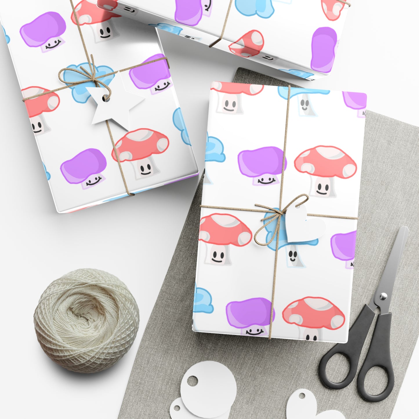 Mushroom Faces Wrapping Paper, Holiday Wrap, Watercolor Mushrooms, Gift Wrap Papers, 2 finishes