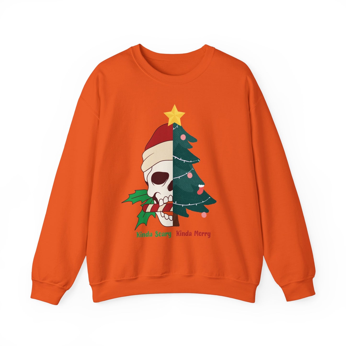 Kinda Scary Kinda Merry Crewneck, Funny Christmas Sweatshirt, Cute Spooky Season Sweater, Custom Christmas Skeleton Sweatshirt, Unisex