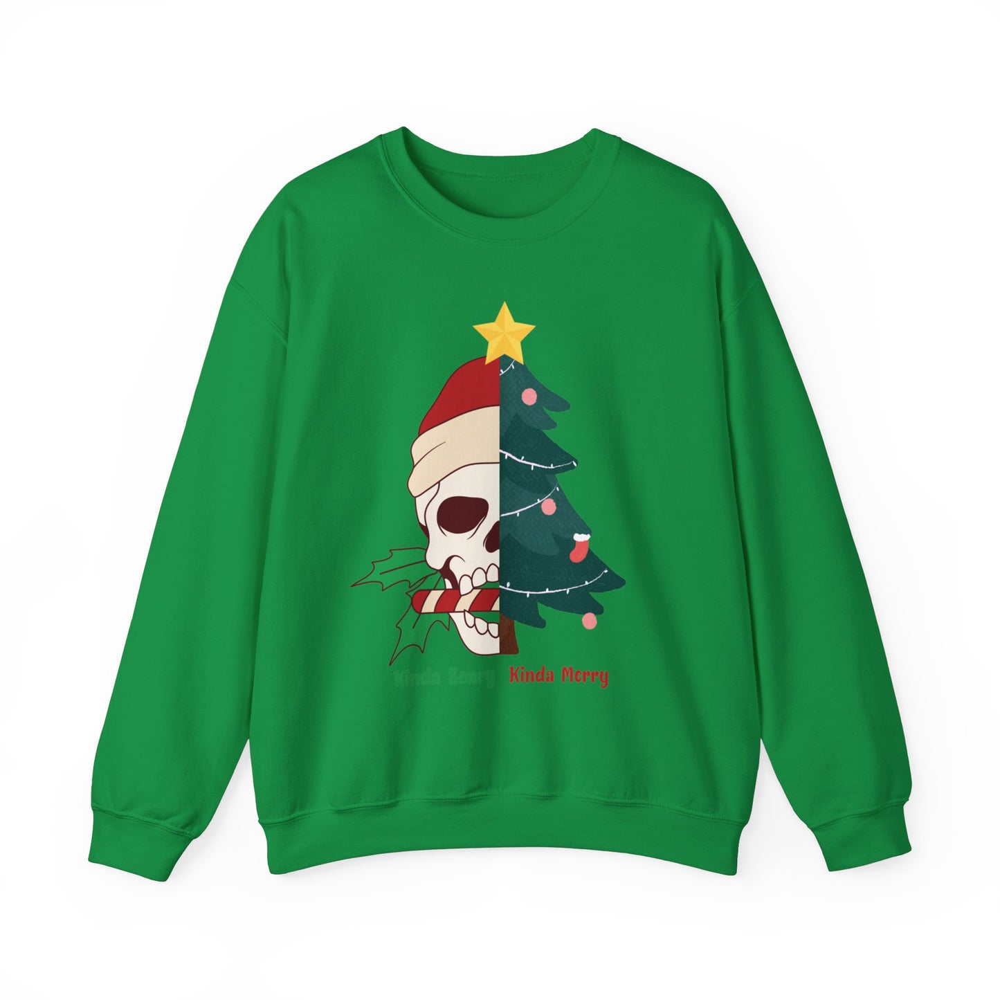 Kinda Scary Kinda Merry Crewneck, Funny Christmas Sweatshirt, Cute Spooky Season Sweater, Custom Christmas Skeleton Sweatshirt, Unisex