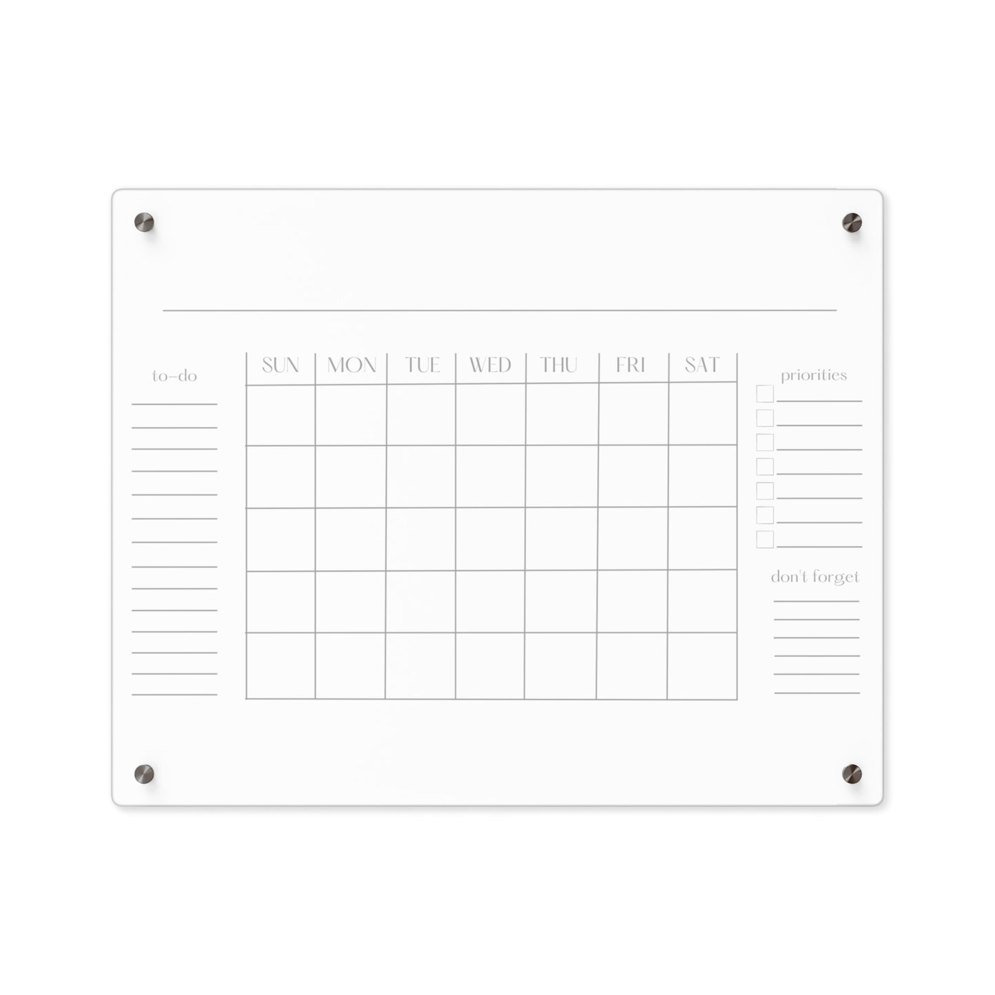 Large Acrylic Calendar, Dry Erase Monthly Acrylic Wall Calendar, 2023 Minimalist Wall Calendar, for Kitchen, Office or Mudroom