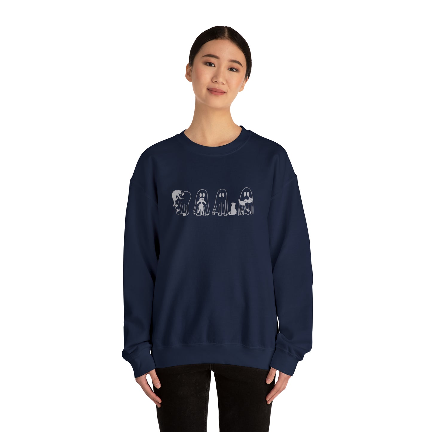 Ghost Holding Black Cat Sweatshirt, Halloween Shirt, Ghost Shirt, Spooky Season, Cute Fall Shirt for Women, Halloween Sweatshirt, Cat Shirt