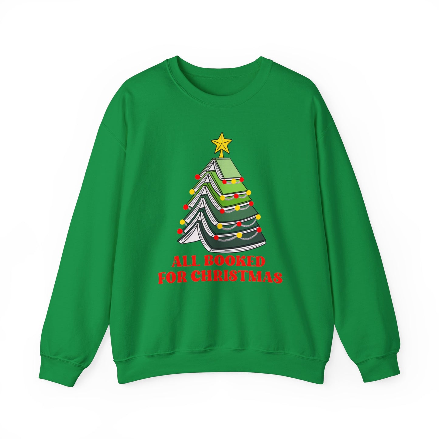 All Booked For Christmas Sweatshirt, Custom Book Lover Christmas Gift, Gift for Book Lover, Cute Book Christmas Tree Sweater, Book club