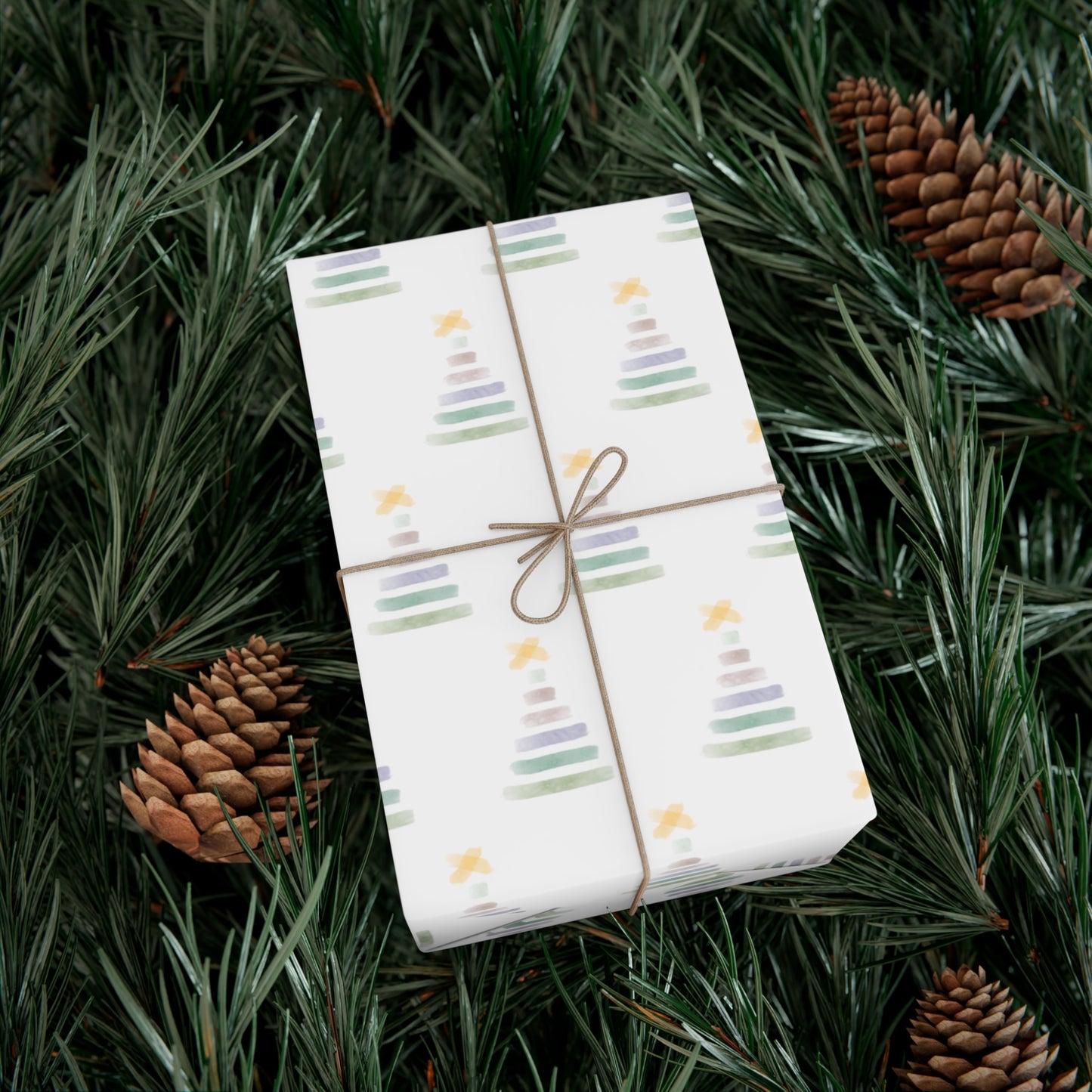 Christmas Tree Wrapping Paper, Holiday Wrap, Watercolor Tree, Gift Wrap Papers, 2 finishes