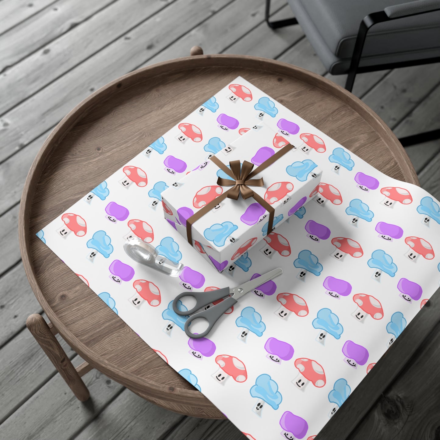 Mushroom Faces Wrapping Paper, Holiday Wrap, Watercolor Mushrooms, Gift Wrap Papers, 2 finishes