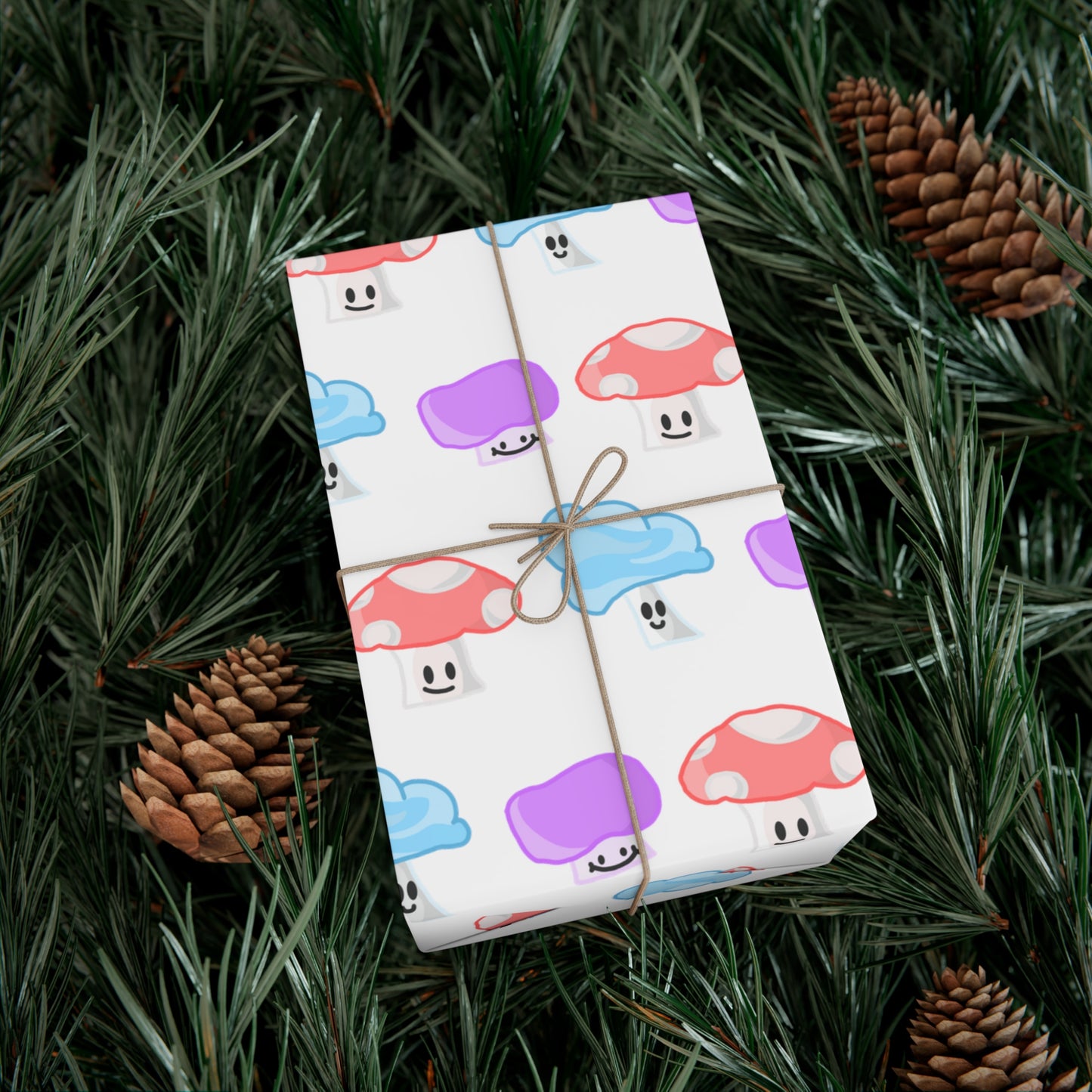 Mushroom Faces Wrapping Paper, Holiday Wrap, Watercolor Mushrooms, Gift Wrap Papers, 2 finishes
