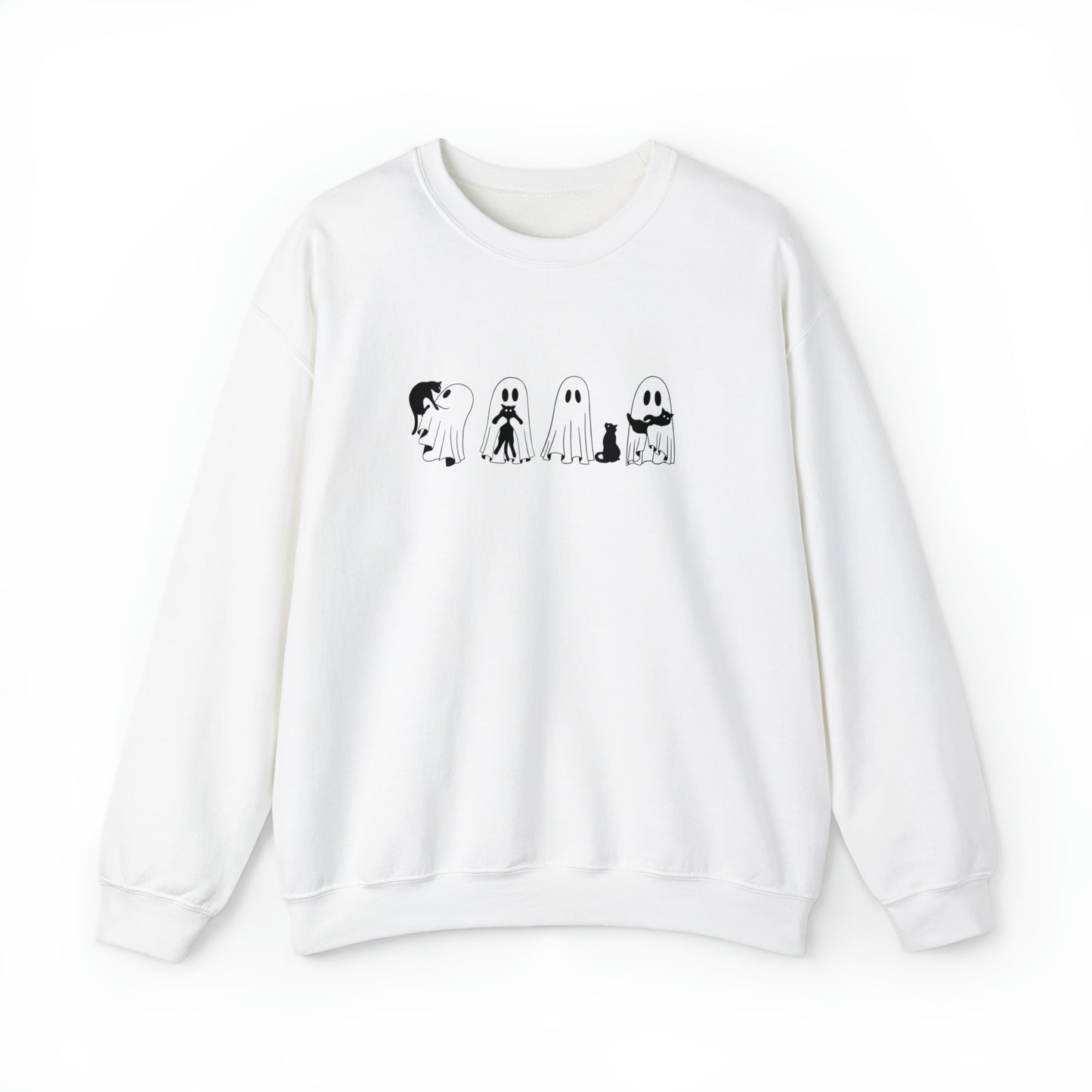 Ghost Holding Black Cat Sweatshirt, Halloween Shirt, Ghost Shirt, Spooky Season, Cute Fall Shirt for Women, Halloween Sweatshirt, Cat Shirt