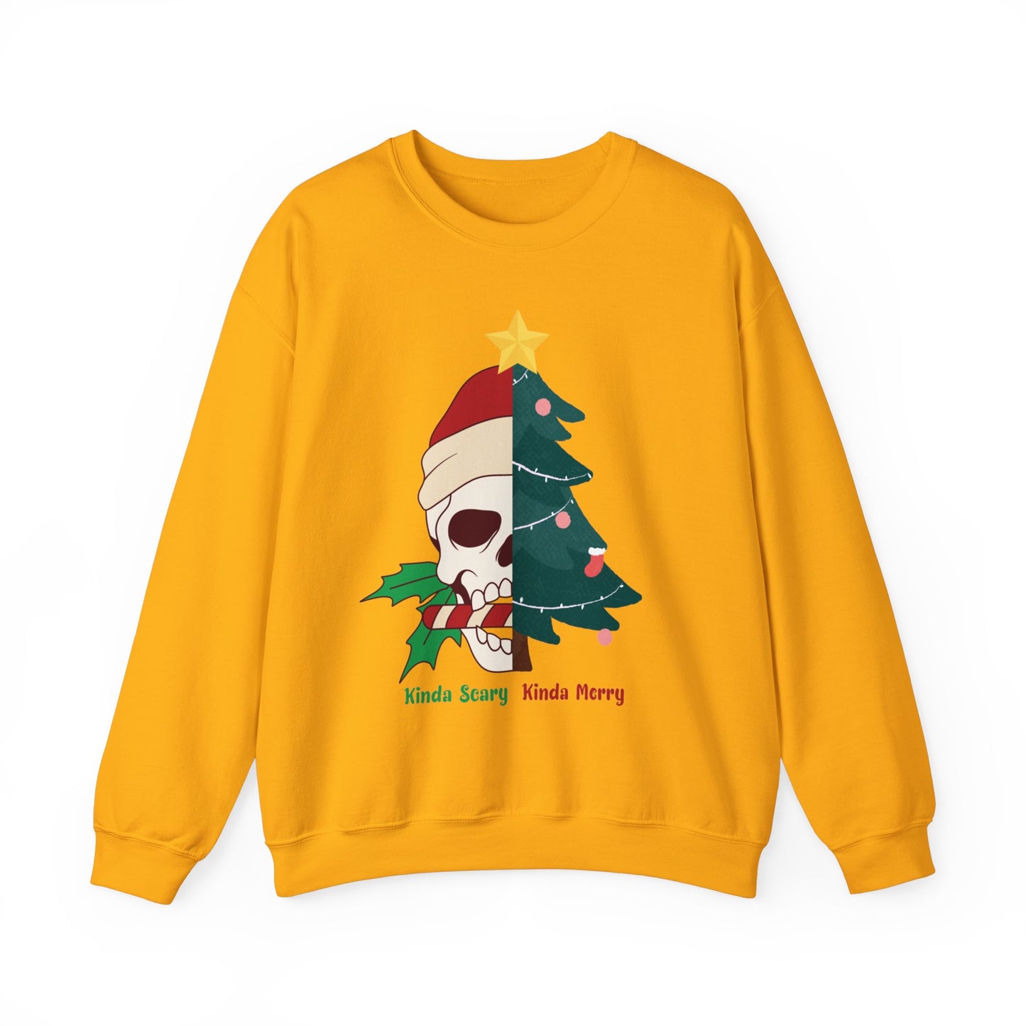 Kinda Scary Kinda Merry Crewneck, Funny Christmas Sweatshirt, Cute Spooky Season Sweater, Custom Christmas Skeleton Sweatshirt, Unisex
