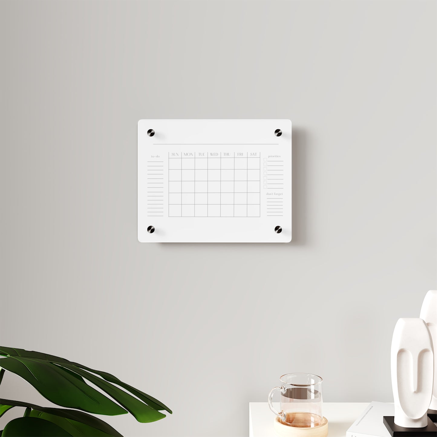 Large Acrylic Calendar, Dry Erase Monthly Acrylic Wall Calendar, 2023 Minimalist Wall Calendar, for Kitchen, Office or Mudroom