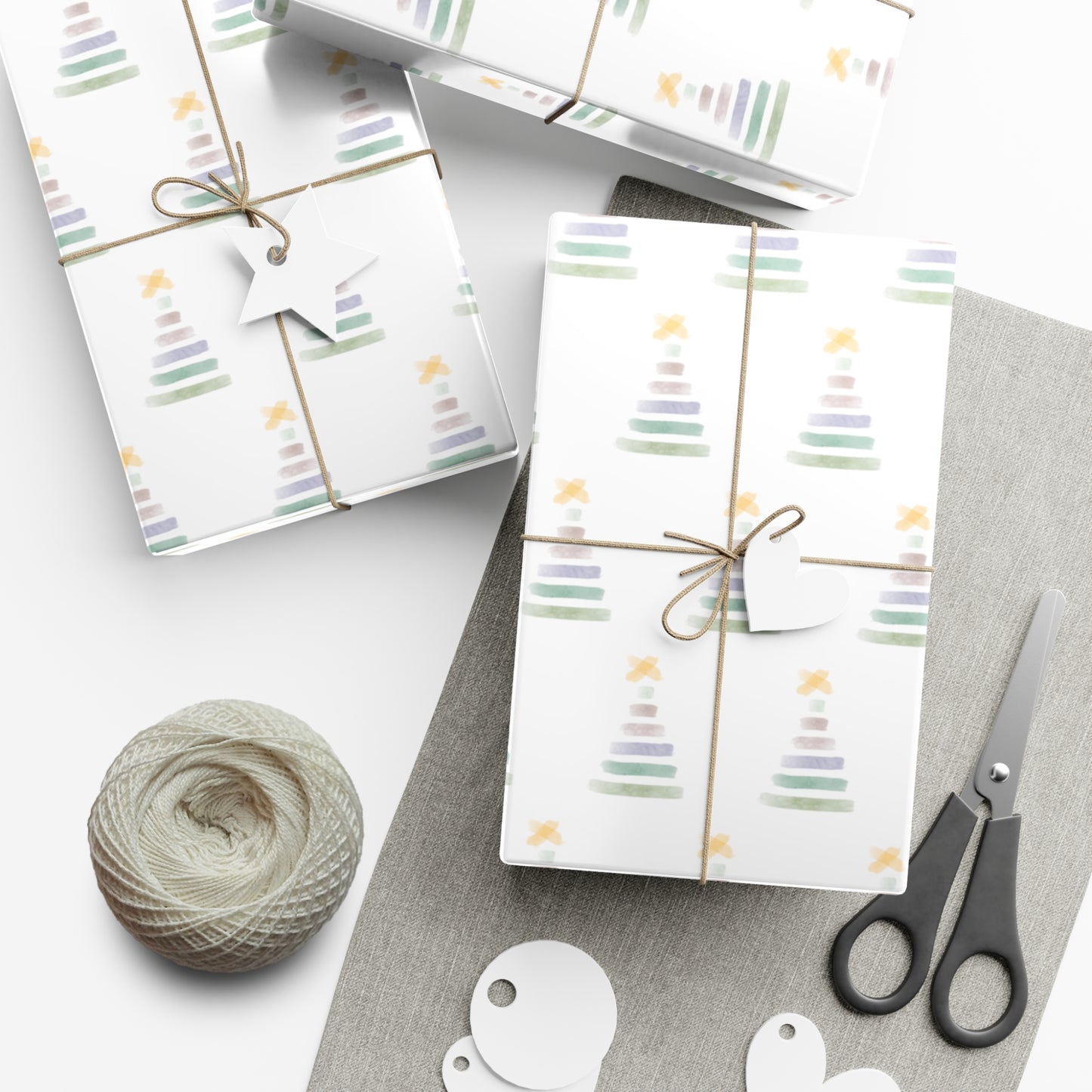 Christmas Tree Wrapping Paper, Holiday Wrap, Watercolor Tree, Gift Wrap Papers, 2 finishes