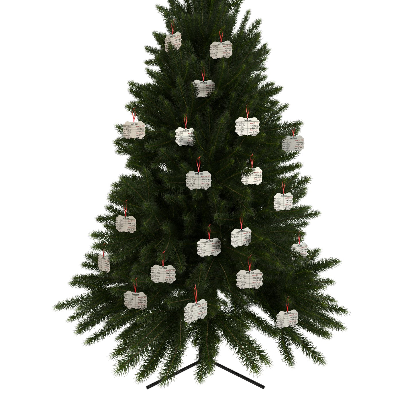 Christmas Vintage Library Due Date Aluminum Ornament (1pc, 5pcs, 10pcs, 20pcs), Retro library, Librarian Ornament, Christmas Tree Decoration