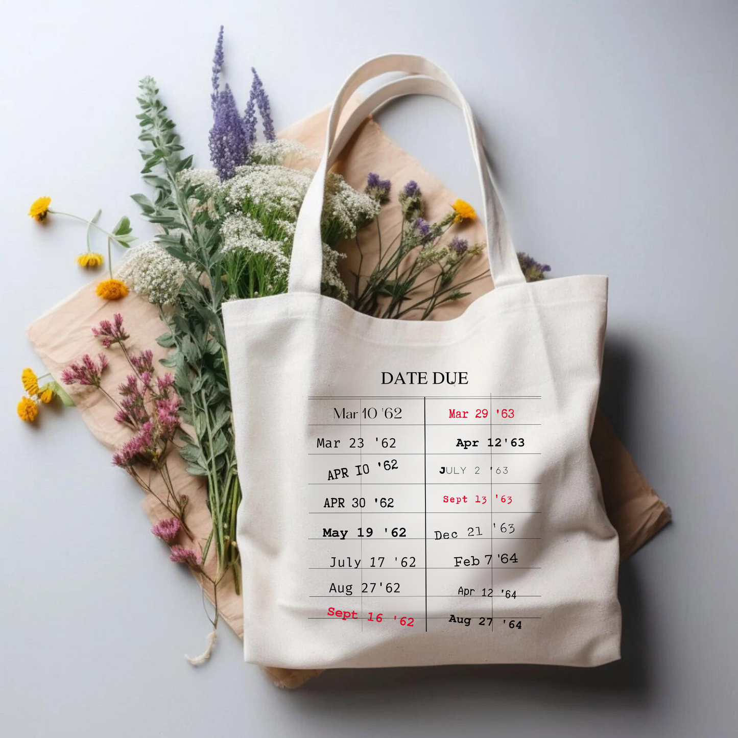 Book Lover Cotton Canvas Tote Bag, Retro Library Due Date Card Bag