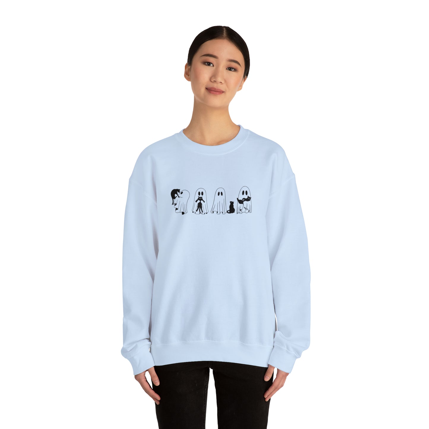 Ghost Holding Black Cat Sweatshirt, Halloween Shirt, Ghost Shirt, Spooky Season, Cute Fall Shirt for Women, Halloween Sweatshirt, Cat Shirt