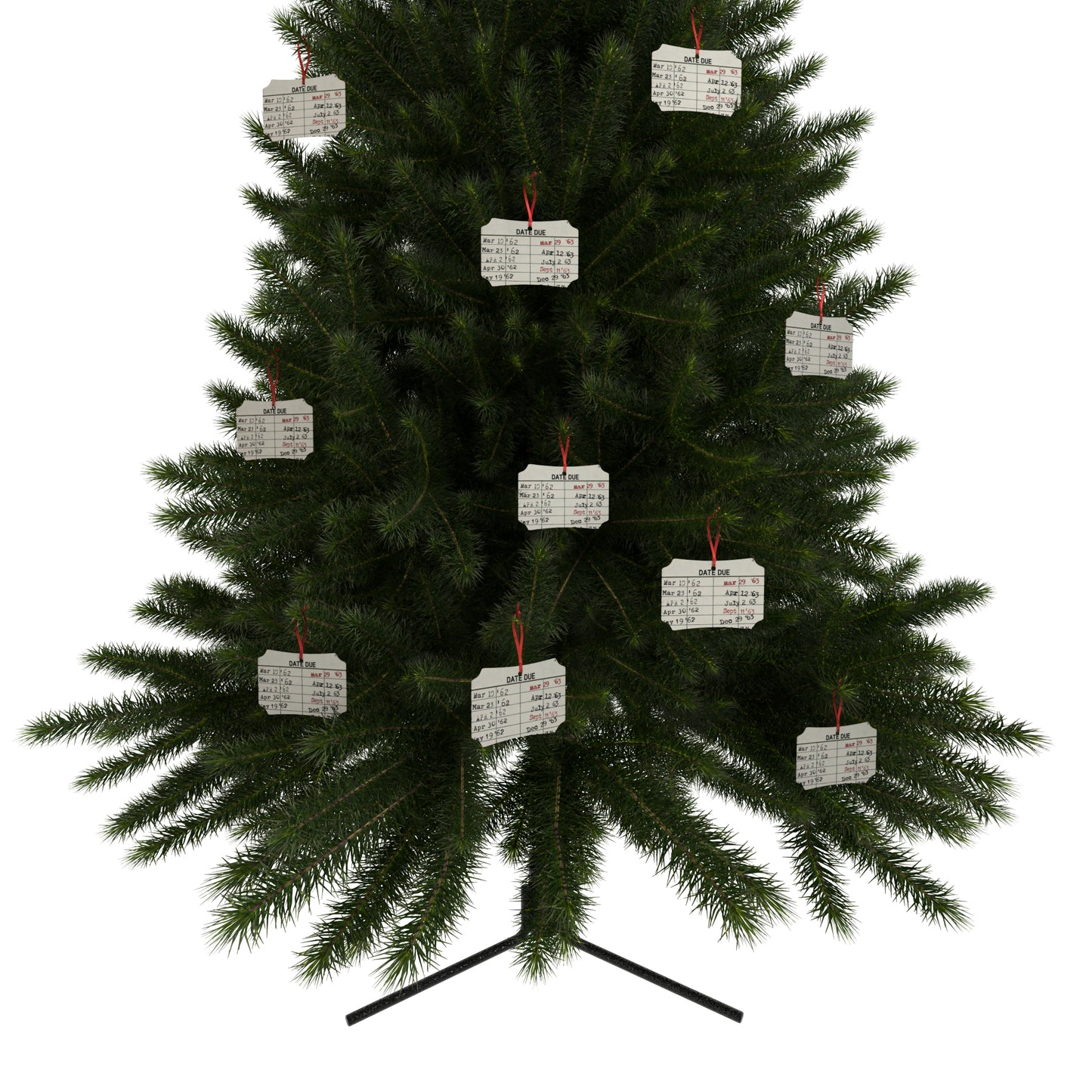 Christmas Vintage Library Due Date Aluminum Ornament (1pc, 5pcs, 10pcs, 20pcs), Retro library, Librarian Ornament, Christmas Tree Decoration