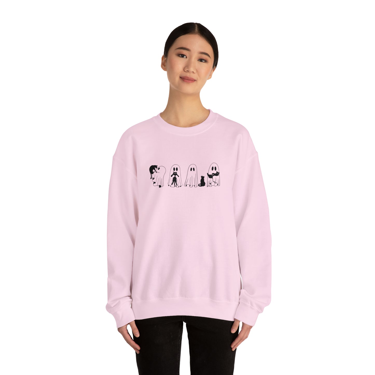 Ghost Holding Black Cat Sweatshirt, Halloween Shirt, Ghost Shirt, Spooky Season, Cute Fall Shirt for Women, Halloween Sweatshirt, Cat Shirt