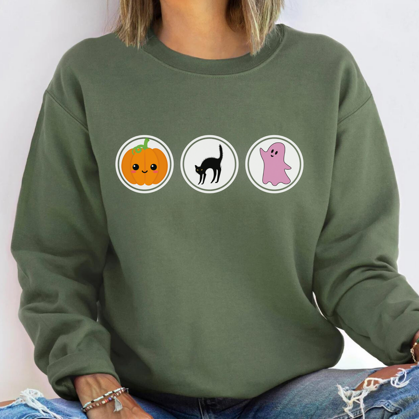 Halloween Cookies Boo Sweatshirt, Spooky Season Crewneck Sweatshirt, Ghost and Pumpkin
