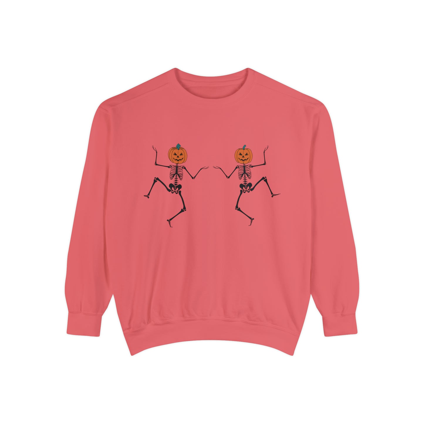 Pumpkin Skeletons Dancing, Comfort Colors, Crewneck, Unisex Garment-Dyed Sweatshirt