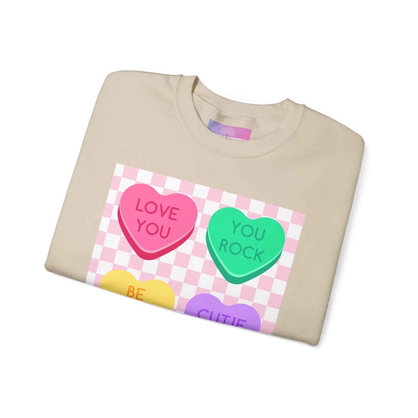 Love Checkerboard Heart Crewneck Sweatshirt, Valentines Day Candy Sweater, Cute Love Tee, Pullover, gift for her, Valetines Day Candy Gift
