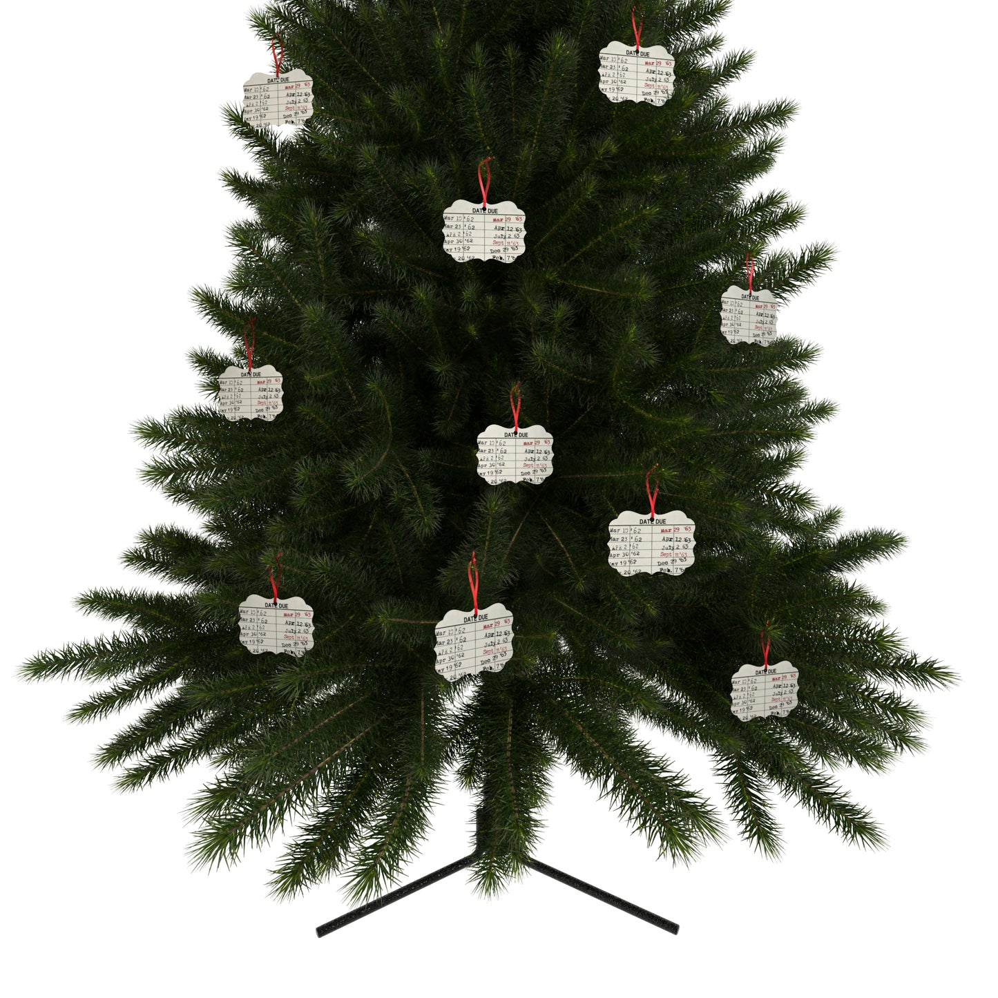 Christmas Vintage Library Due Date Aluminum Ornament (1pc, 5pcs, 10pcs, 20pcs), Retro library, Librarian Ornament, Christmas Tree Decoration