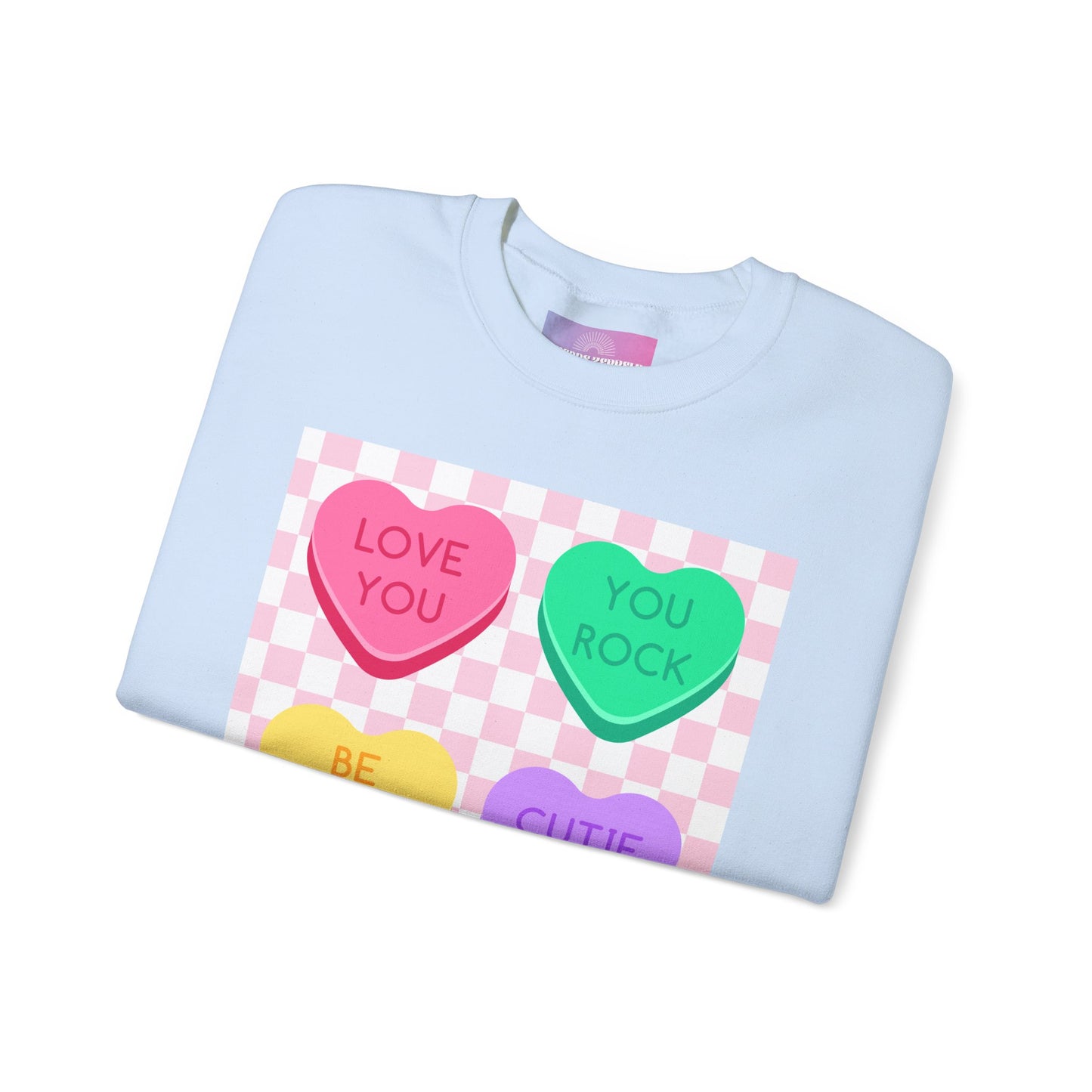 Love Checkerboard Heart Crewneck Sweatshirt, Valentines Day Candy Sweater, Cute Love Tee, Pullover, gift for her, Valetines Day Candy Gift