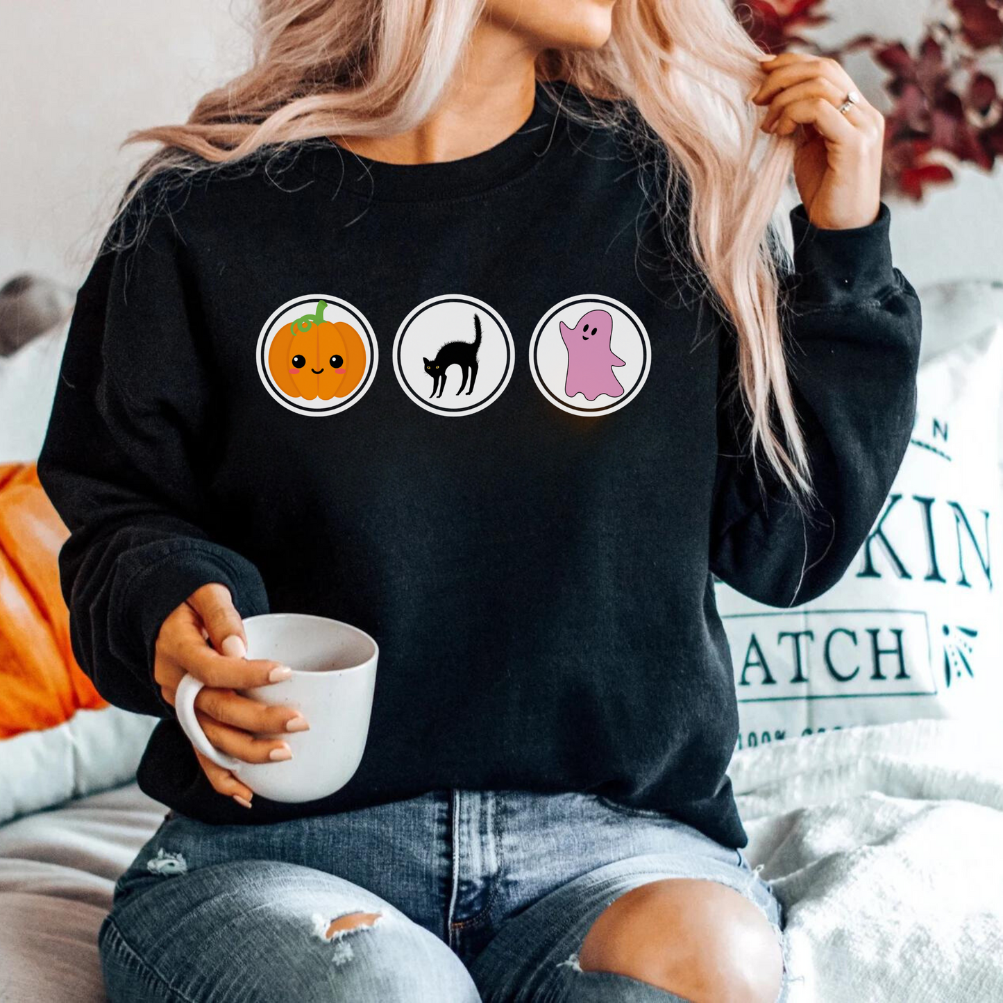 Halloween Cookies Boo Sweatshirt, Spooky Season Crewneck Sweatshirt, Ghost and Pumpkin