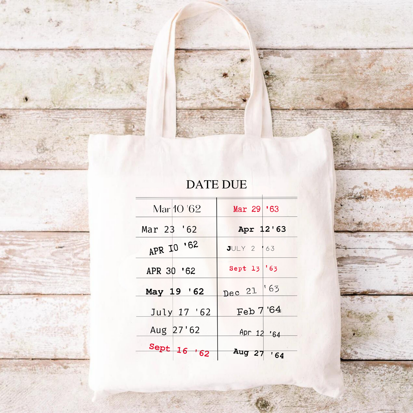 Book Lover Cotton Canvas Tote Bag, Retro Library Due Date Card Bag