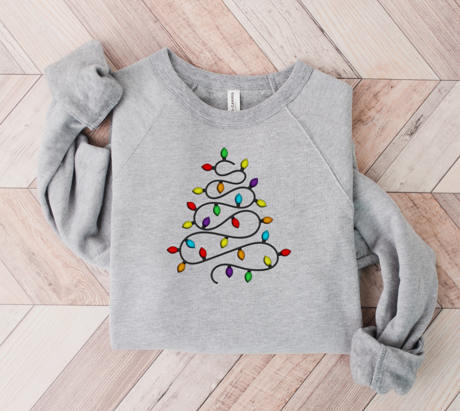 Christmas Lights Tree Embroidered Unisex Sweatshirt