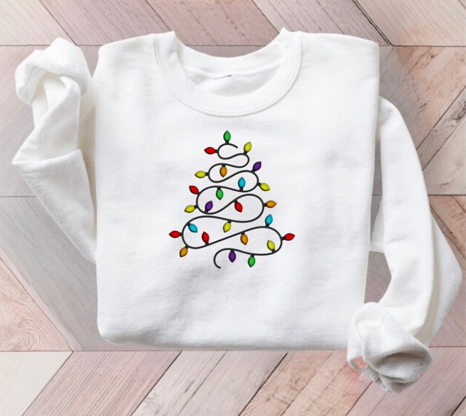Christmas Lights Tree Embroidered Unisex Sweatshirt