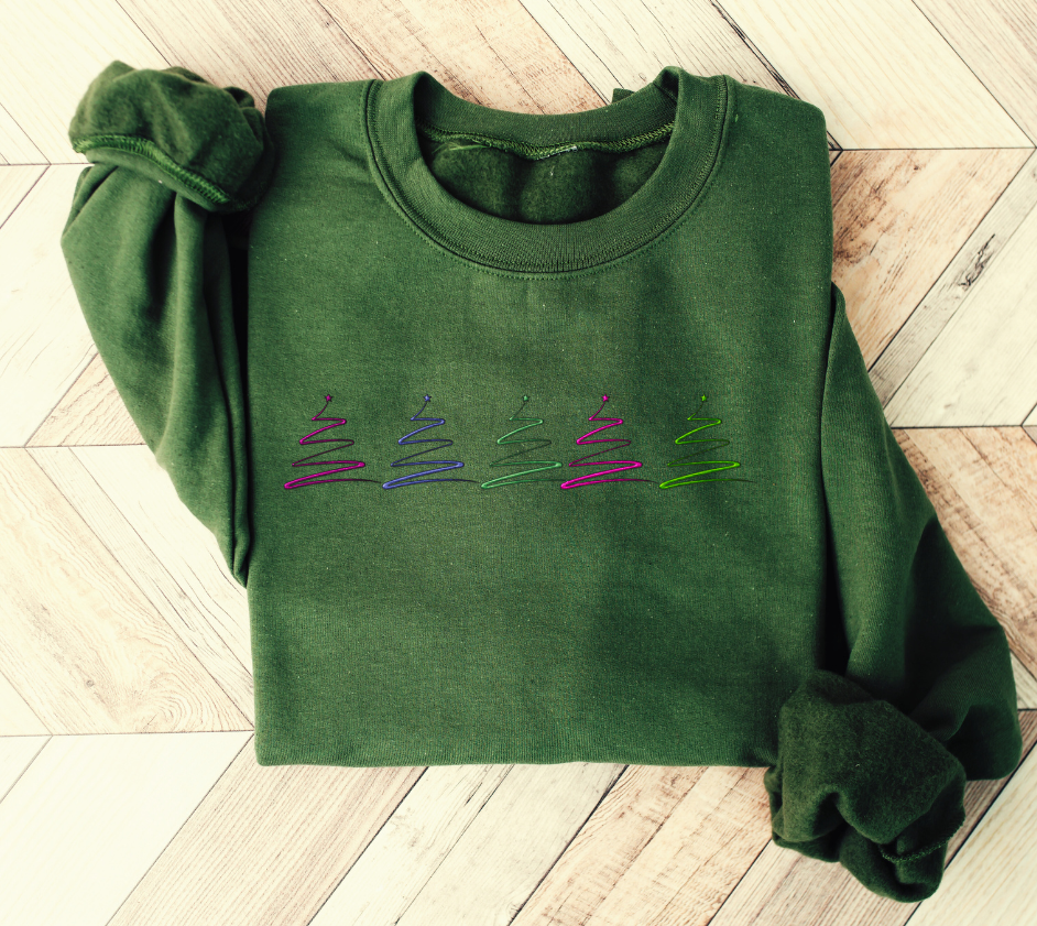 Ombre Trees 1 Embroidered Unisex Sweatshirt