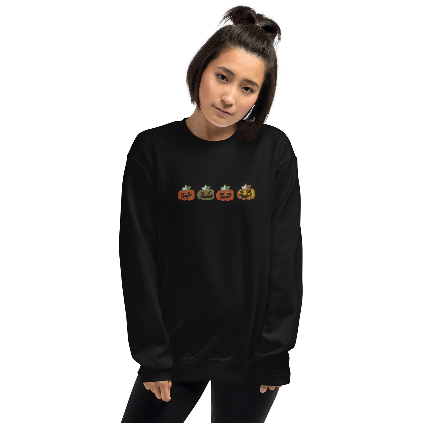 Embroidered Pumpkins Unisex Crewneck Sweatshirt
