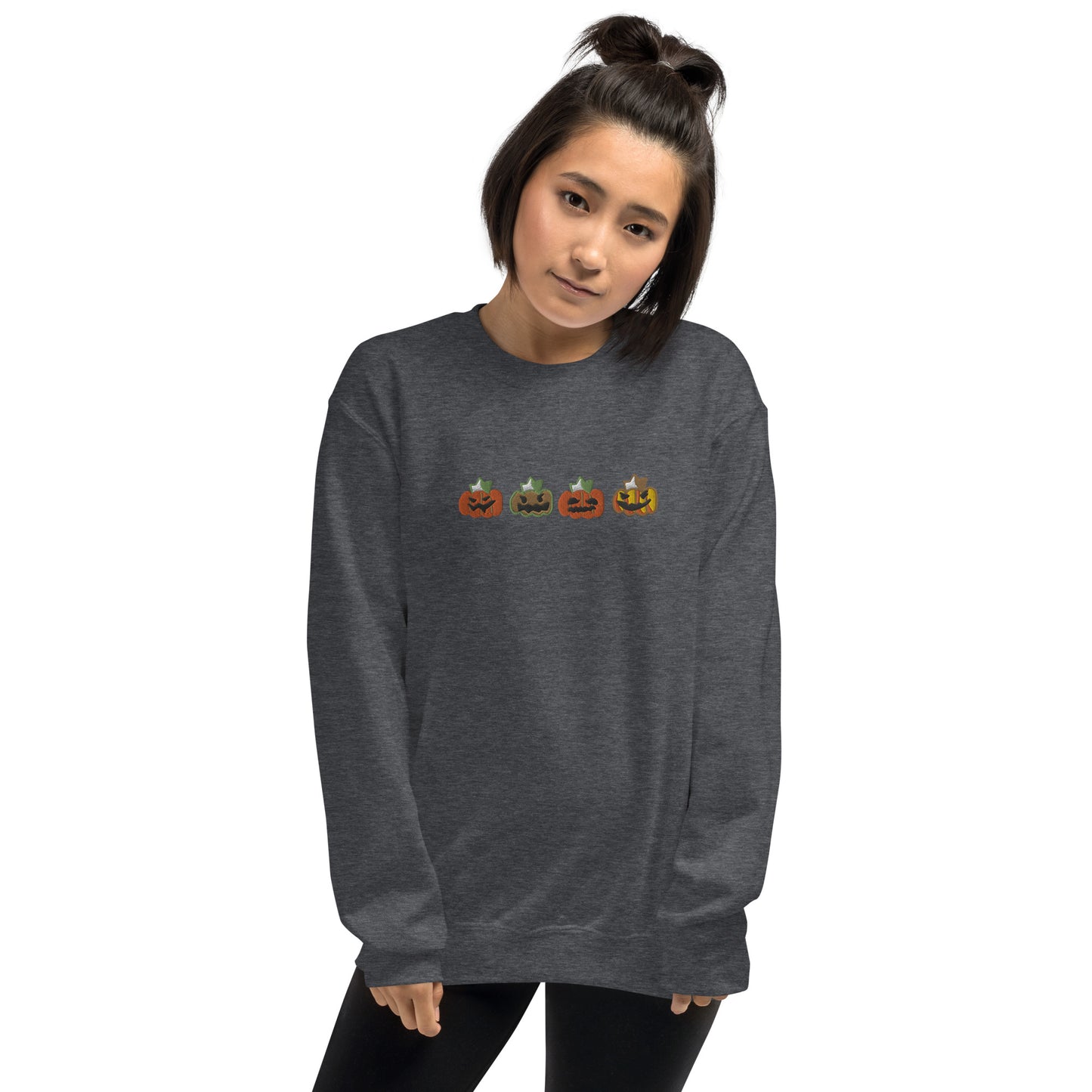 Embroidered Pumpkins Unisex Crewneck Sweatshirt