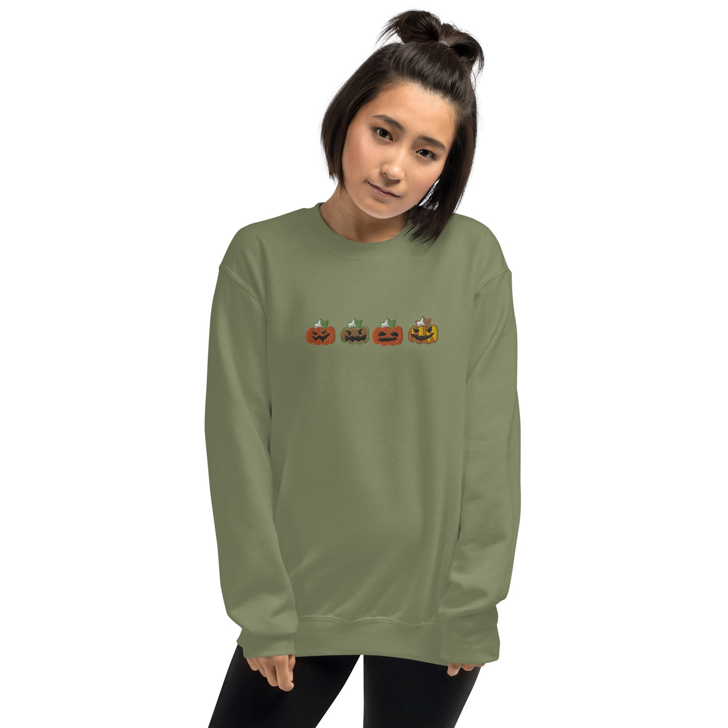Embroidered Pumpkins Unisex Crewneck Sweatshirt