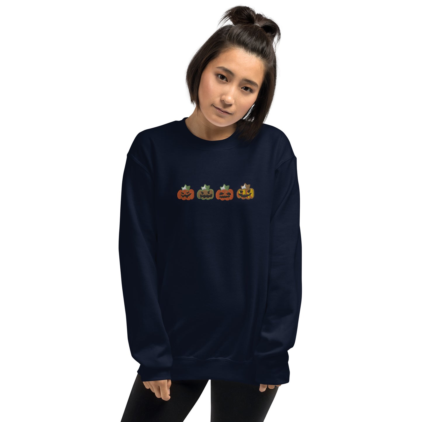 Embroidered Pumpkins Unisex Crewneck Sweatshirt