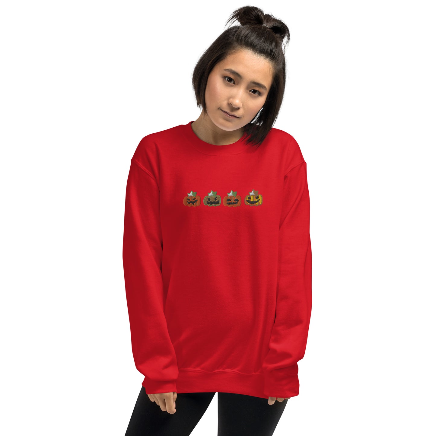 Embroidered Pumpkins Unisex Crewneck Sweatshirt