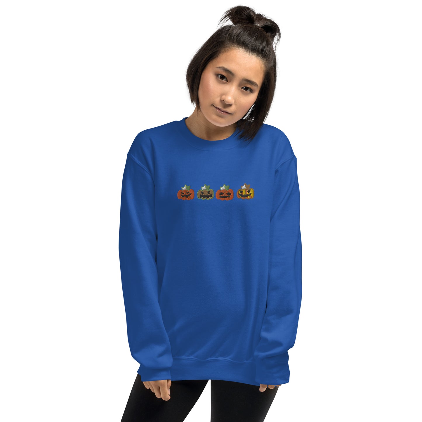 Embroidered Pumpkins Unisex Crewneck Sweatshirt