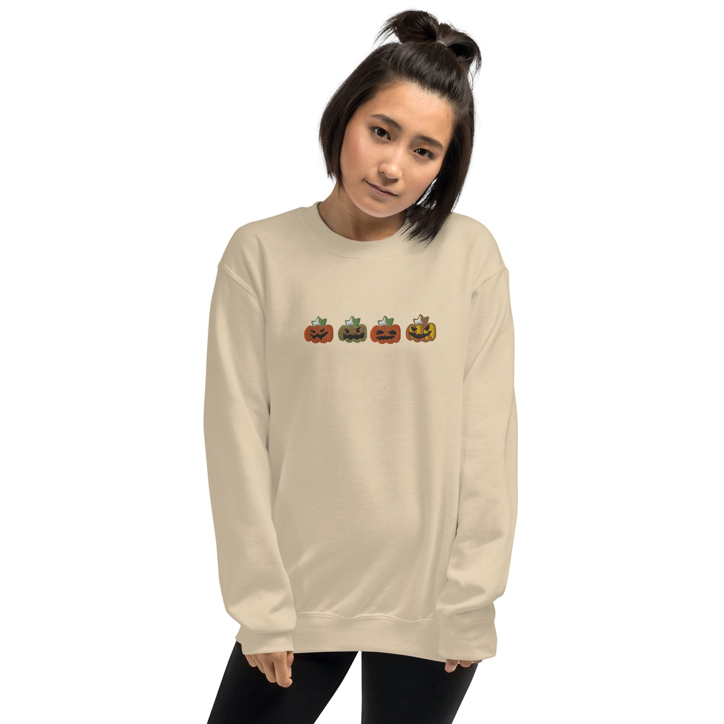 Embroidered Pumpkins Unisex Crewneck Sweatshirt