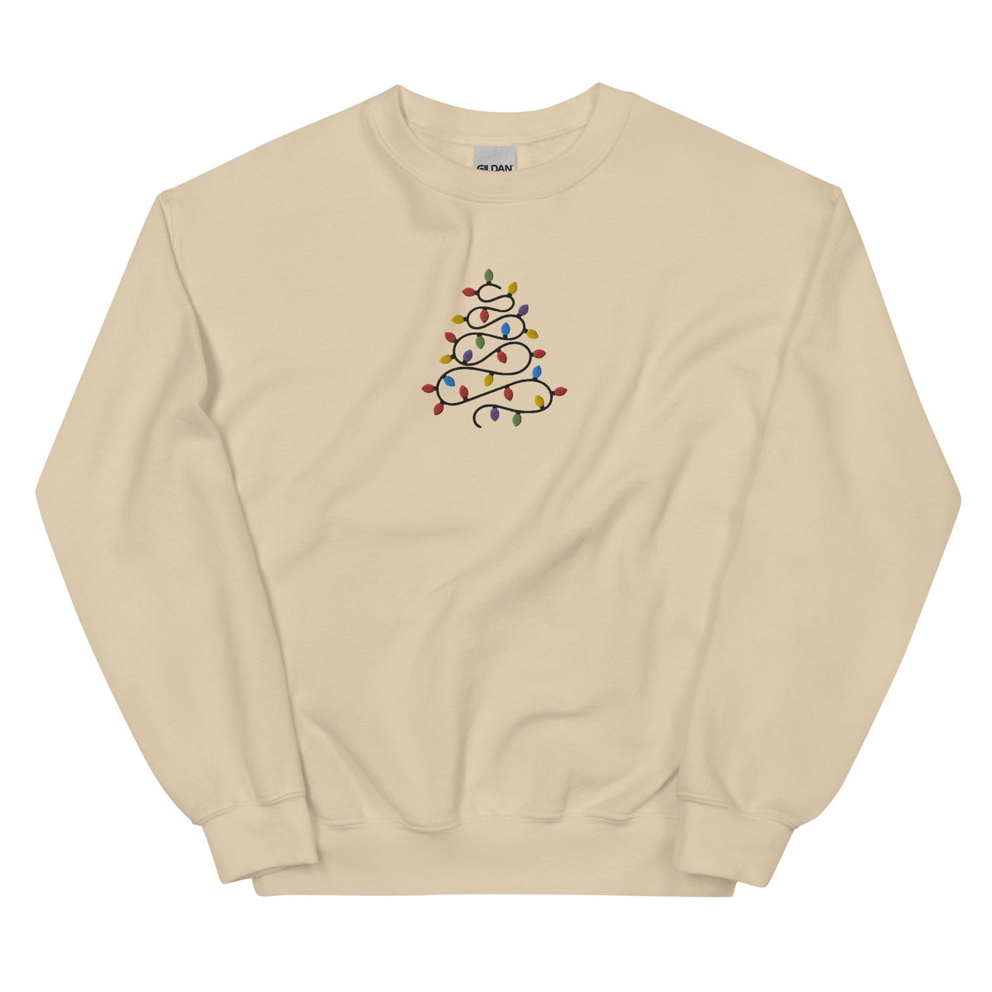 Christmas Lights Tree Embroidered Unisex Sweatshirt