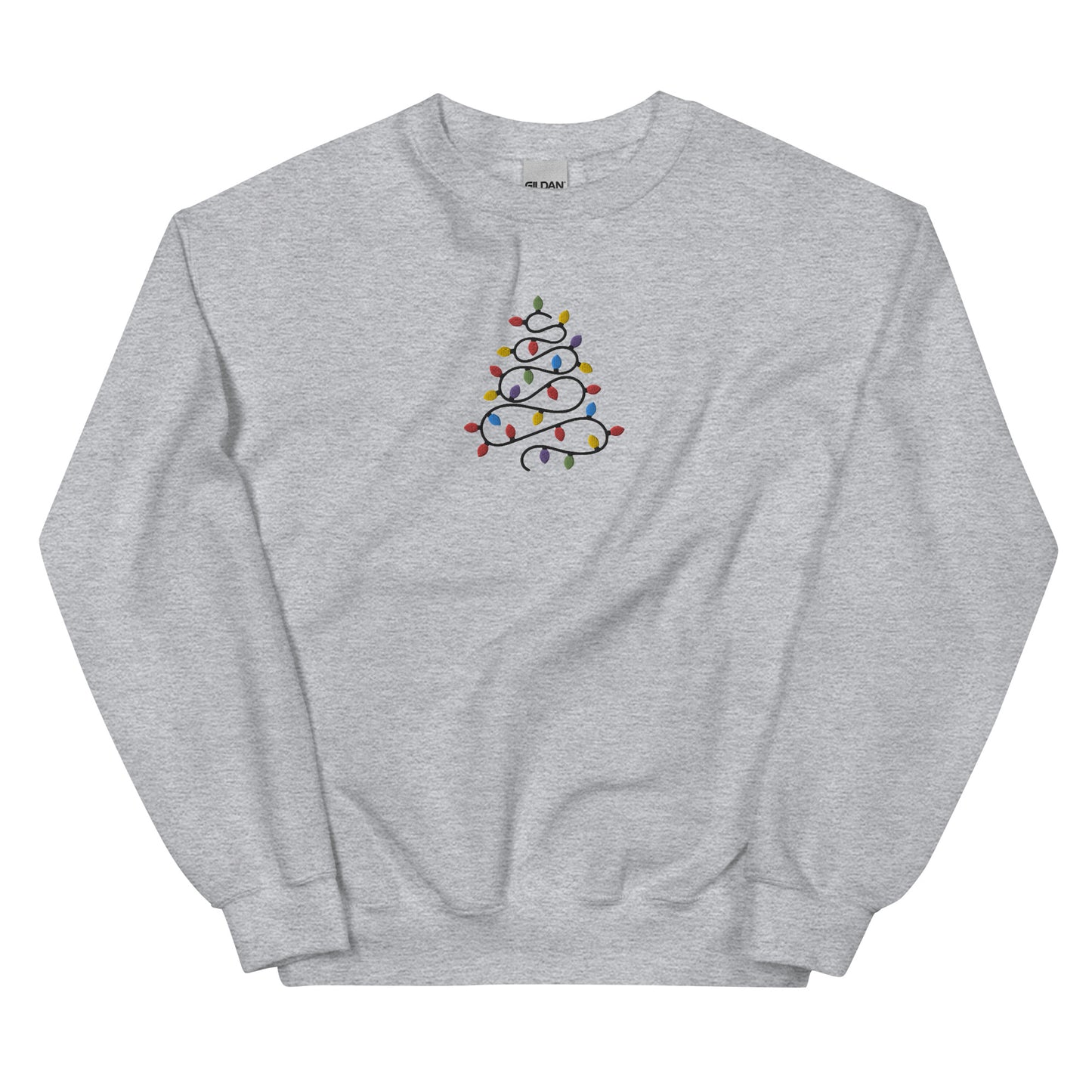 Christmas Lights Tree Embroidered Unisex Sweatshirt