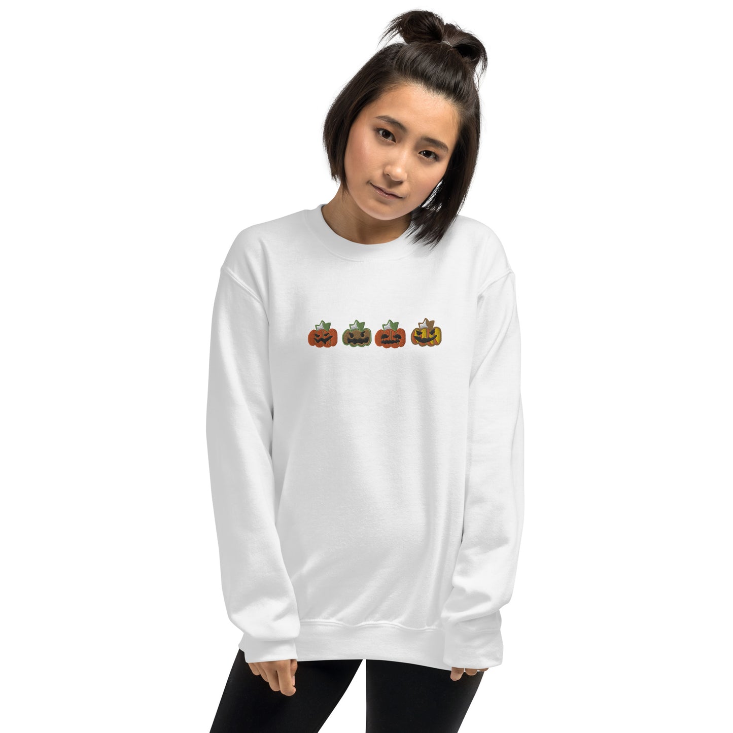 Embroidered Pumpkins Unisex Crewneck Sweatshirt