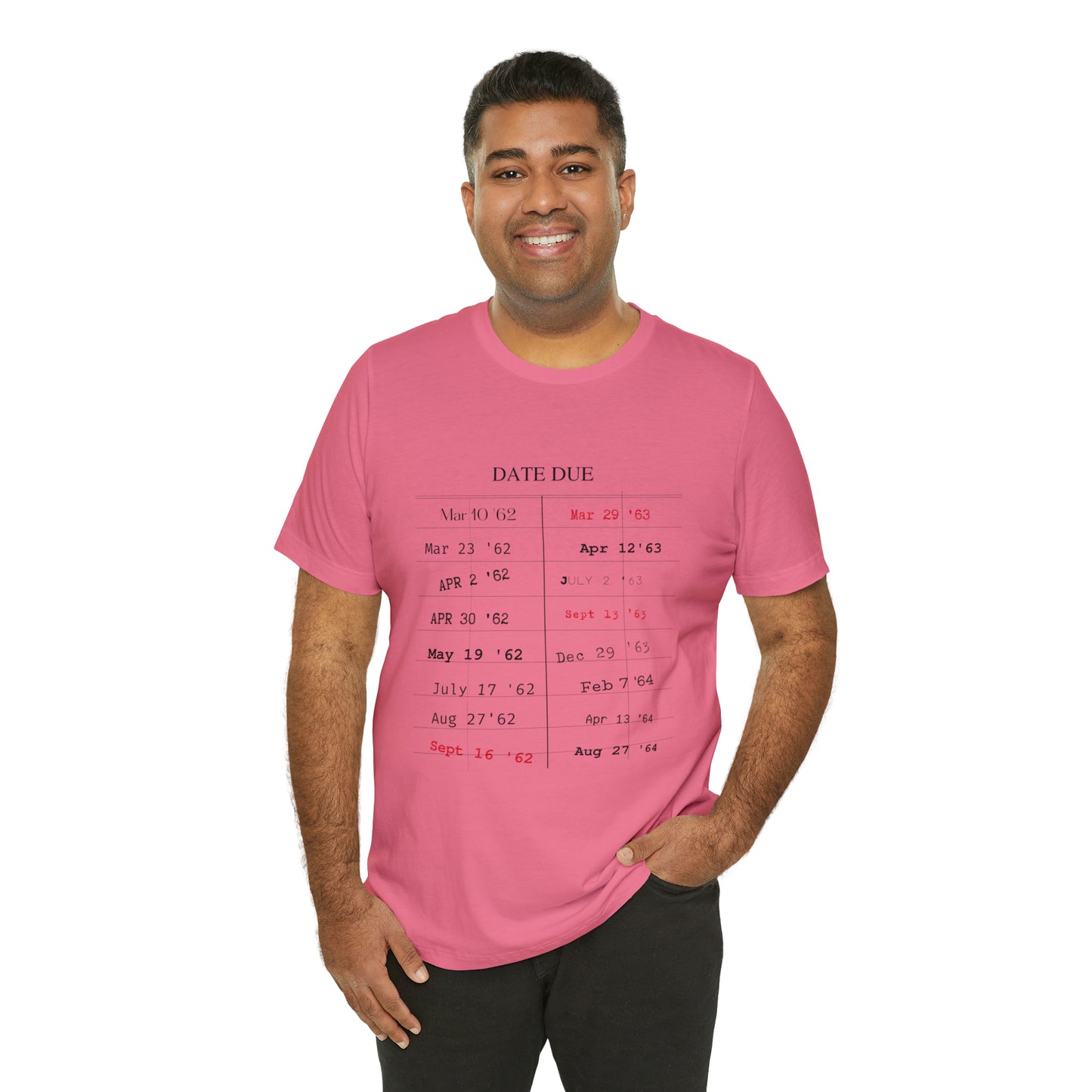 Date Due Library Checkout Overdue Teacher Read Reading Love Little Retro Vintage Nostalgia Short-Sleeve Unisex T-Shirt
