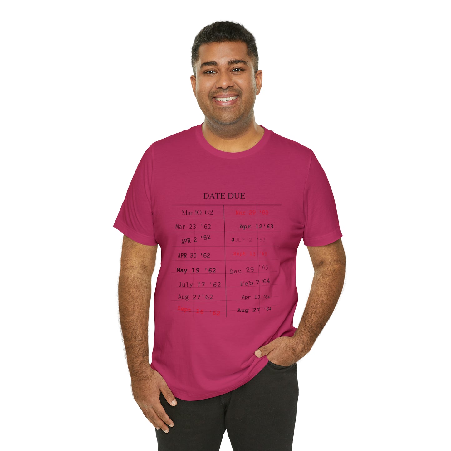 Date Due Library Checkout Overdue Teacher Read Reading Love Little Retro Vintage Nostalgia Short-Sleeve Unisex T-Shirt